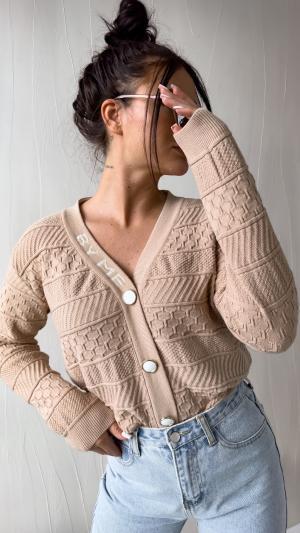 sweter, sweter damski, sweter rozpinany, sweter beżowy, sweter beżowy damski, moda damska, sklep online, sklep z odzieżą damską