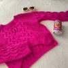 sweter, sweter damski, sweter ażurowy, różowy sweter, różowy sweter damski, moda damska, sklep online, sklep z odzieżą damską