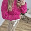 sweter, sweter damski, azurowy sweter, szerokie spodnie, spodnie damskie, moda damska, odzież damska, stylizacje