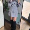 Marynarka damska, dłuższa marynarka, szara marynarka damska, marynarka oversize, maryarnarka z wiązaniem, marynarko-sukienka, moda damska, sklep online, odzież damska, okrycie wierzchnie