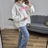 Bluza, bawełniana bluza damska, kremowa bluza, bluza z napisem, oversizeowa bluza, bluza bez kaptura, szerokie rękawy, moda damska, sklep online